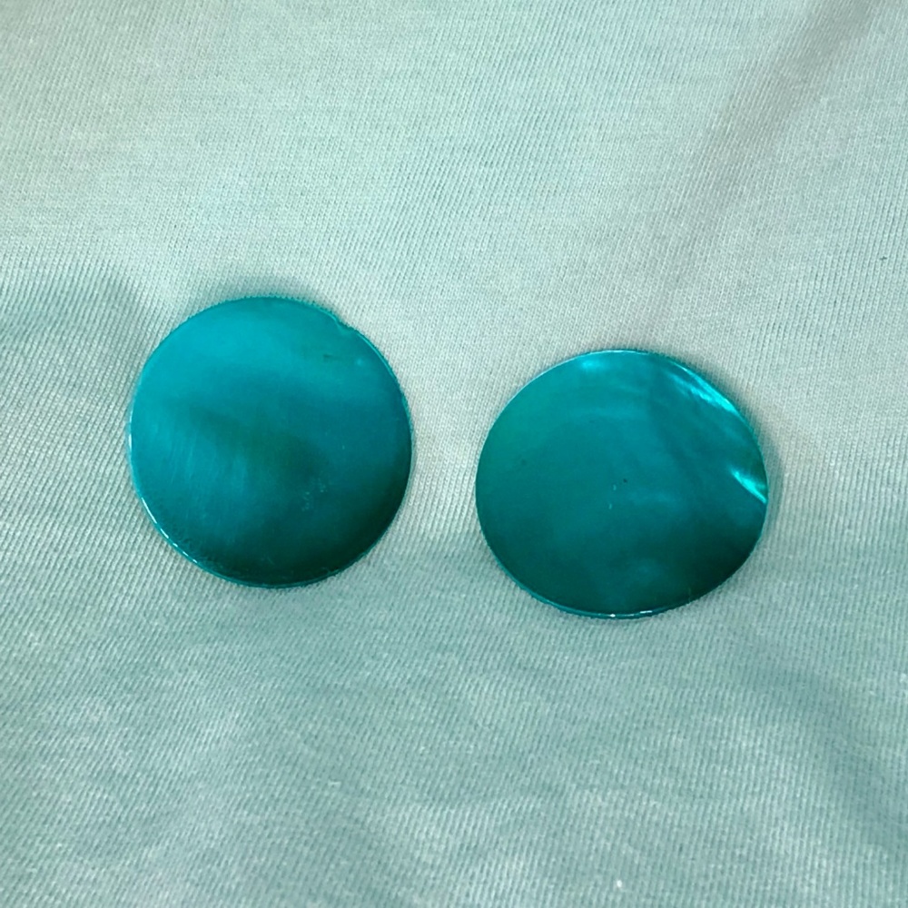 Teal Rounded Shell Earrings